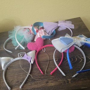 2/$10 LOT Headbands 9 Girls Hair Cinderella Heart Cat Ears Ribbon